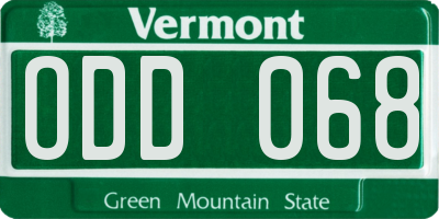 VT license plate ODD068