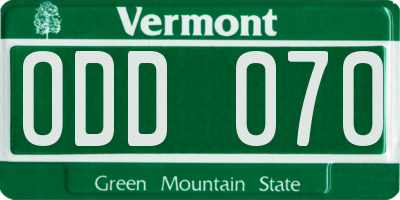 VT license plate ODD070