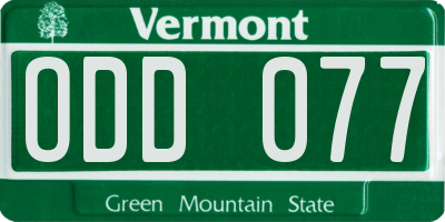 VT license plate ODD077