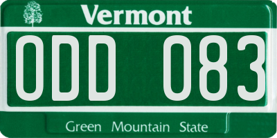 VT license plate ODD083