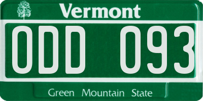 VT license plate ODD093