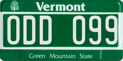 VT license plate ODD099