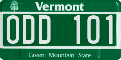 VT license plate ODD101