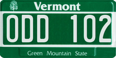 VT license plate ODD102