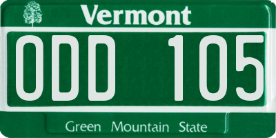 VT license plate ODD105
