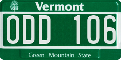 VT license plate ODD106