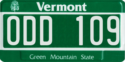 VT license plate ODD109