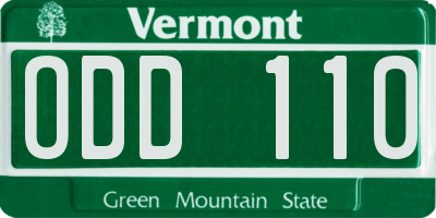VT license plate ODD110