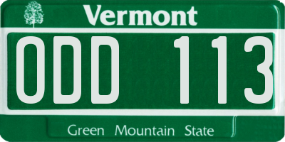 VT license plate ODD113