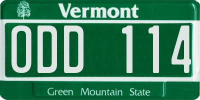 VT license plate ODD114