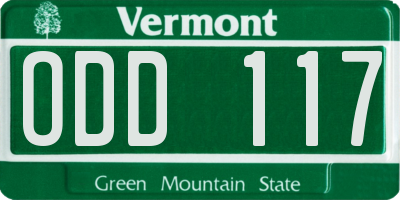 VT license plate ODD117