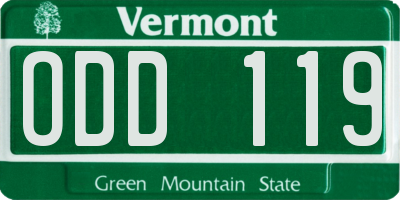 VT license plate ODD119