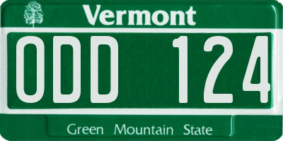 VT license plate ODD124