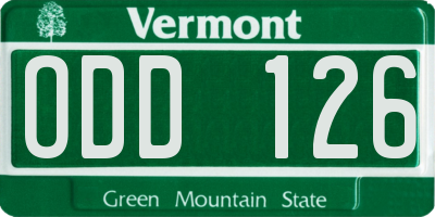 VT license plate ODD126
