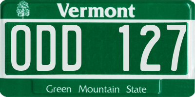 VT license plate ODD127
