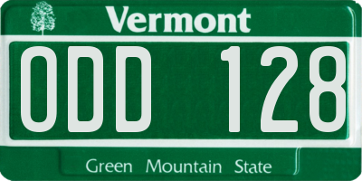 VT license plate ODD128