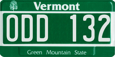 VT license plate ODD132