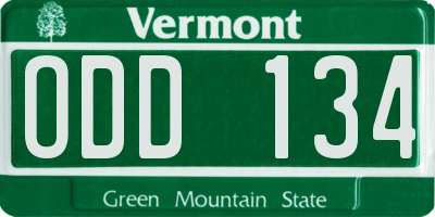 VT license plate ODD134