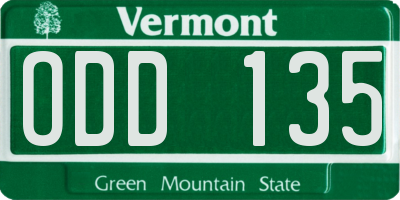 VT license plate ODD135