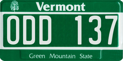 VT license plate ODD137