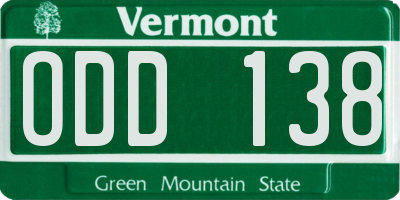 VT license plate ODD138