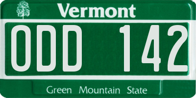 VT license plate ODD142
