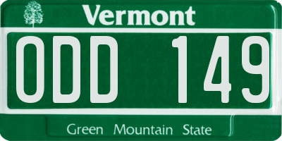 VT license plate ODD149