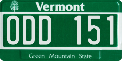 VT license plate ODD151