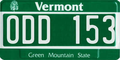 VT license plate ODD153