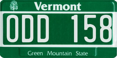 VT license plate ODD158