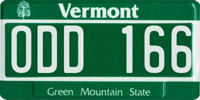 VT license plate ODD166