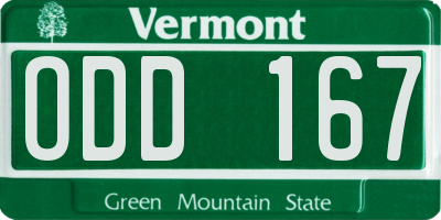 VT license plate ODD167