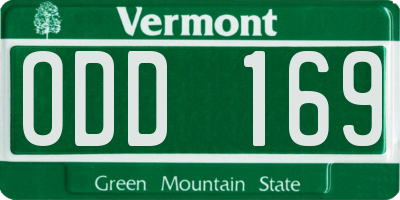 VT license plate ODD169