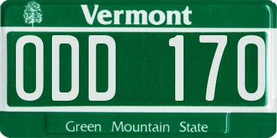 VT license plate ODD170
