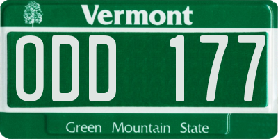VT license plate ODD177