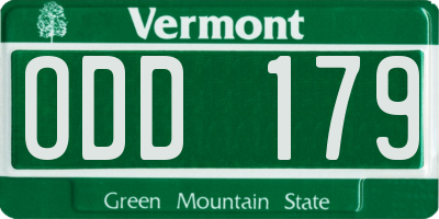 VT license plate ODD179