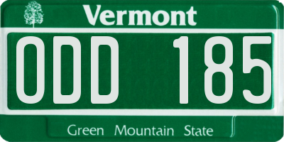 VT license plate ODD185