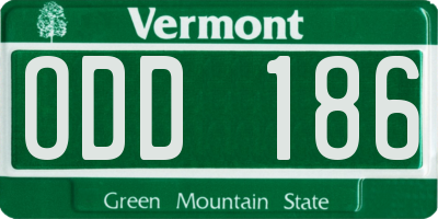 VT license plate ODD186