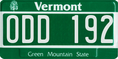 VT license plate ODD192