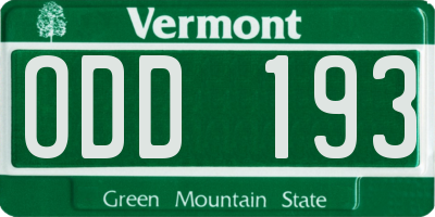 VT license plate ODD193