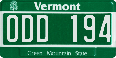 VT license plate ODD194