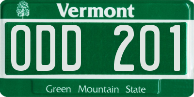VT license plate ODD201