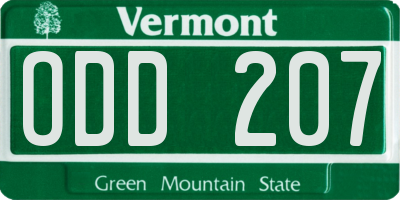VT license plate ODD207
