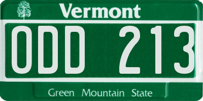 VT license plate ODD213