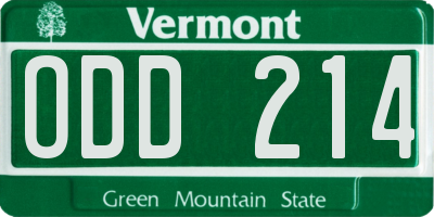 VT license plate ODD214