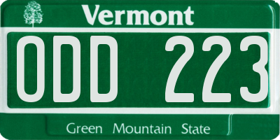 VT license plate ODD223
