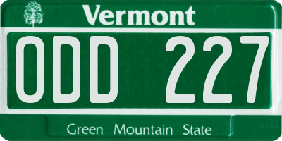 VT license plate ODD227