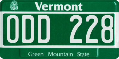 VT license plate ODD228