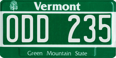 VT license plate ODD235