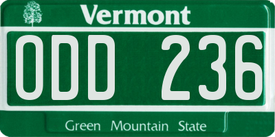 VT license plate ODD236